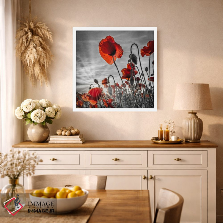 تابلو دکوراتیو شقایق های جذاب با رنگ بندی خاص اثر ملانی ویولا - D1W