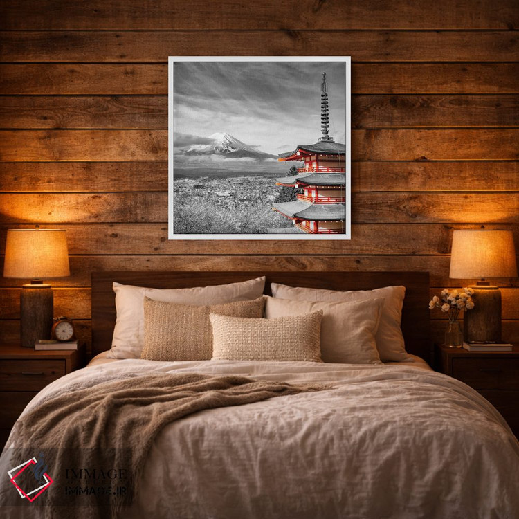 تابلو دکوراتیو نمای دوست داشتنی فوجی با پاگودای چوریتو به سبک کالرکی اثر ملانی ویولا - D2W