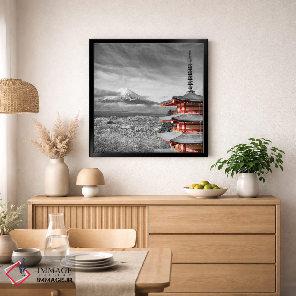 تابلو دکوراتیو نمای دوست داشتنی فوجی با پاگودای چوریتو به سبک کالرکی اثر ملانی ویولا - D1B