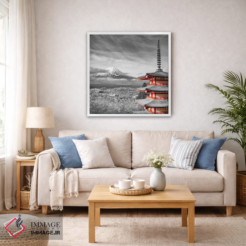 تابلو دکوراتیو نمای دوست داشتنی فوجی با پاگودای چوریتو به سبک کالرکی اثر ملانی ویولا - D5W