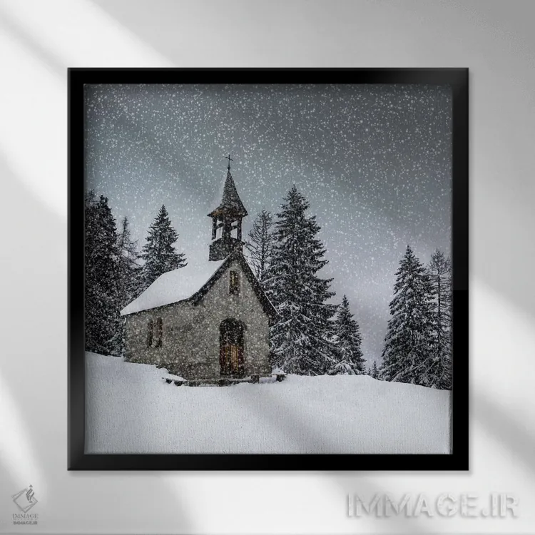 تابلو دکوراتیو قصه زمستان باواریا: نمازخانه آنا اثر ملانی ویولا - نمای قابدار مشکی