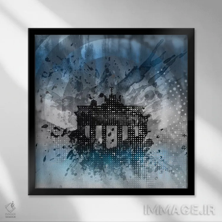 تابلو دکوراتیو هنر گرافیکی دروازه براندنبورگ اثر ملانی ویولا - نمای قابدار مشکی