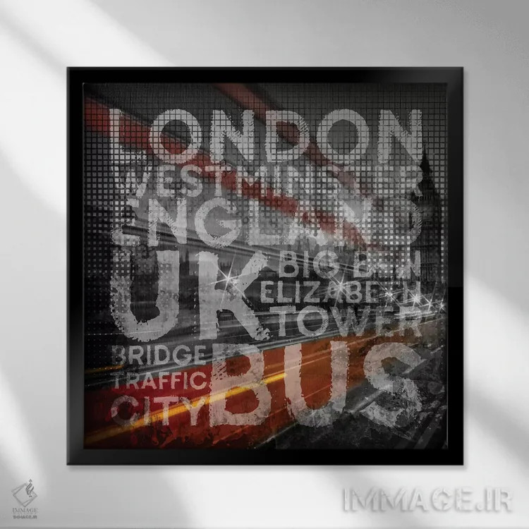 تابلو دکوراتیو هنر گرافیکی ترافیک پل وست مینستر لندن اثر ملانی ویولا - نمای قابدار مشکی
