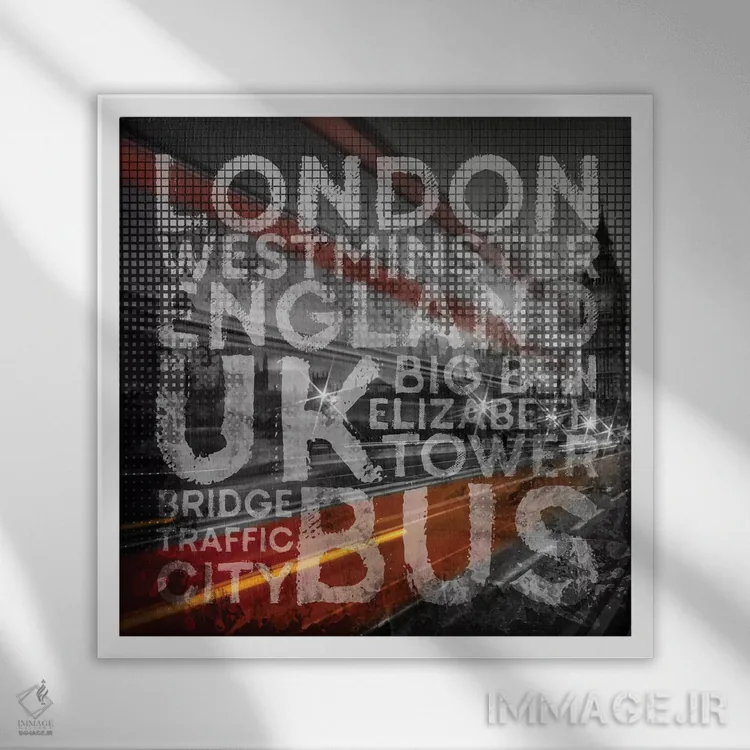 تابلو دکوراتیو هنر گرافیکی ترافیک پل وست مینستر لندن اثر ملانی ویولا - نمای قابدار سفید