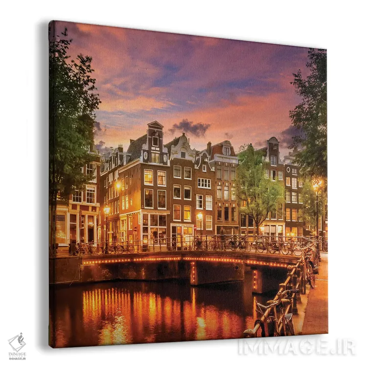 تابلو دکوراتیو غروب رویایی آمستردام اثر ملانی ویولا - نمای پرسپکتیو محصول