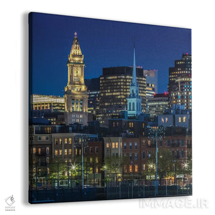 تابلو دکوراتیو افق بوستون در ساعت آبی اثر ملانی ویولا - نمای پرسپکتیو محصول