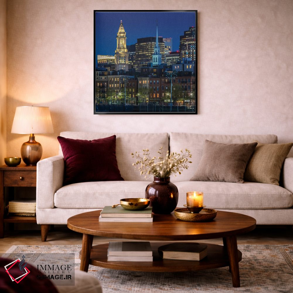 تابلو دکوراتیو افق بوستون در ساعت آبی اثر ملانی ویولا - D4B