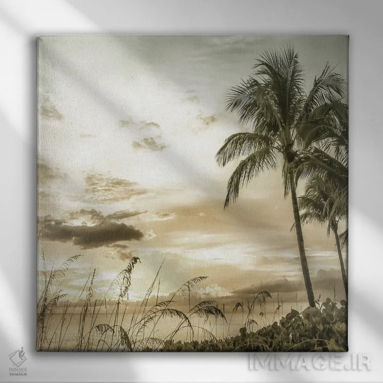 تابلو دکوراتیو غروب درخشان وینتیج در ساحل بونیتا اثر ملانی ویولا - نمای روبهرو روی دیوار