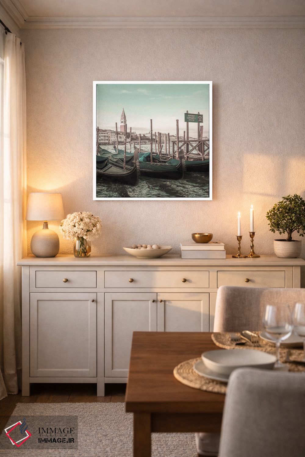 تابلو دکوراتیو گراند کانال و قایق های گوندولا ونیز اثر ملانی ویولا - D5W