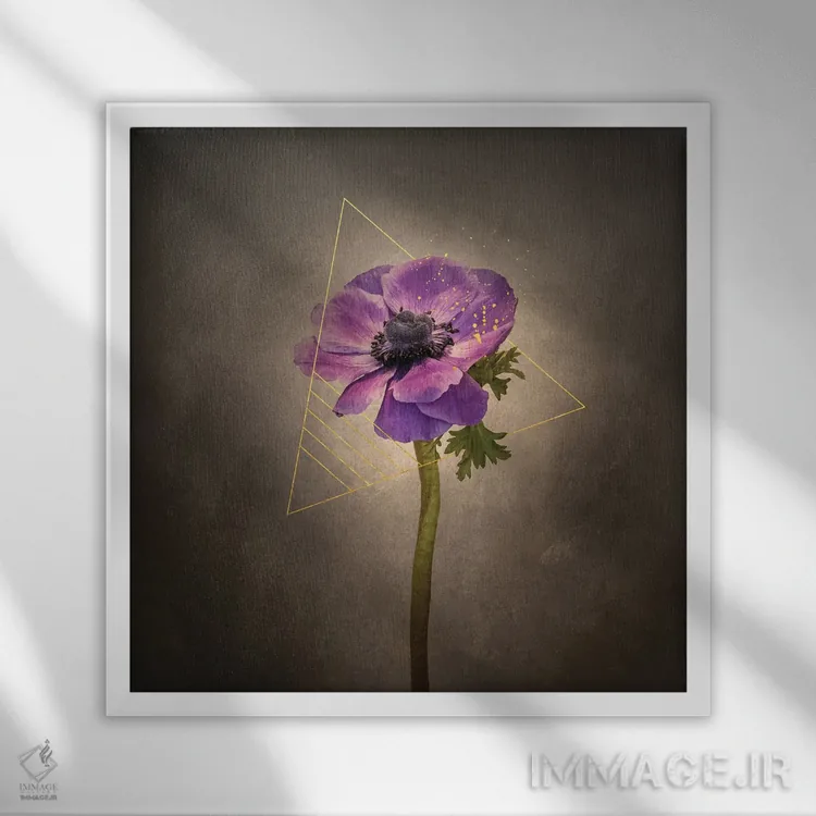 تابلو دکوراتیو گل دل انگیز اثر ملانی ویولا - نمای قابدار سفید