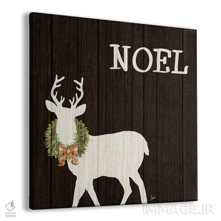 تابلو دکوراتیو گوزن چوبی با تاج گل ۱ اثر اندی متز - نمای پرسپکتیو محصول