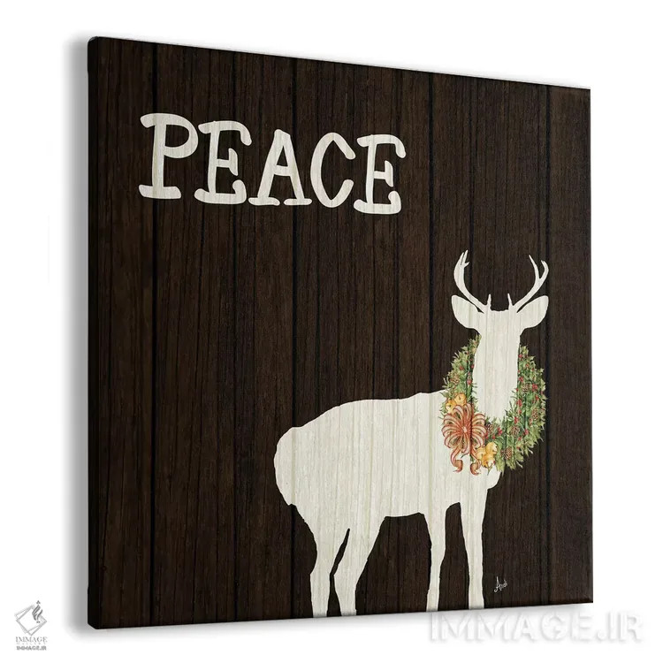 تابلو دکوراتیو گوزن چوبی با تاج گل ۲ اثر اندی متز - نمای پرسپکتیو محصول