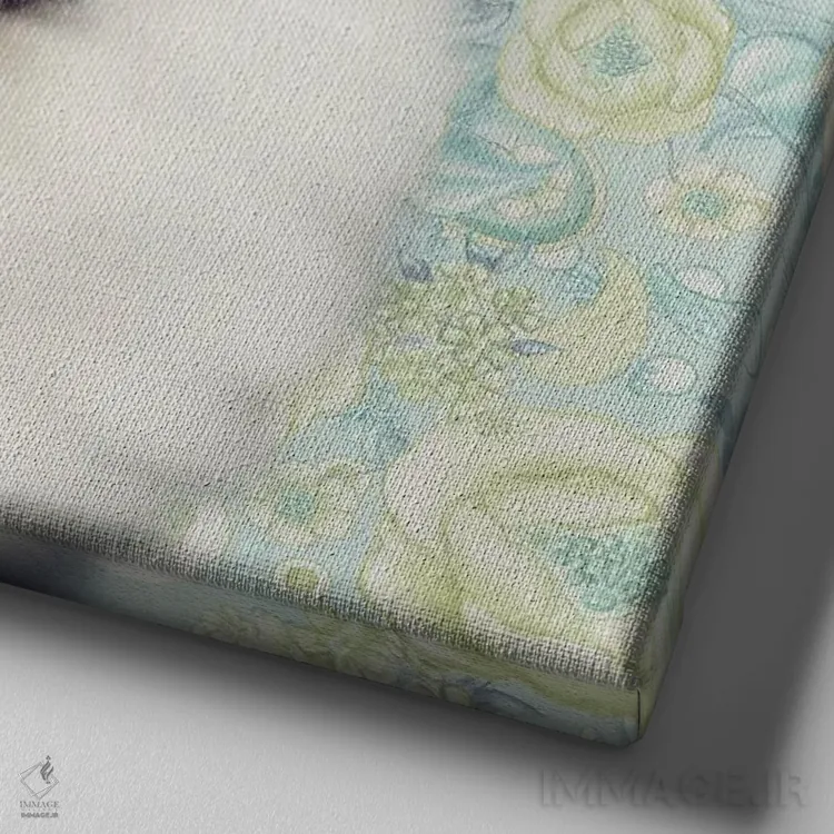 تابلو دکوراتیو گربه روی طرح پیزلی اثر اندی متز - نمای نزدیک بافت بوم