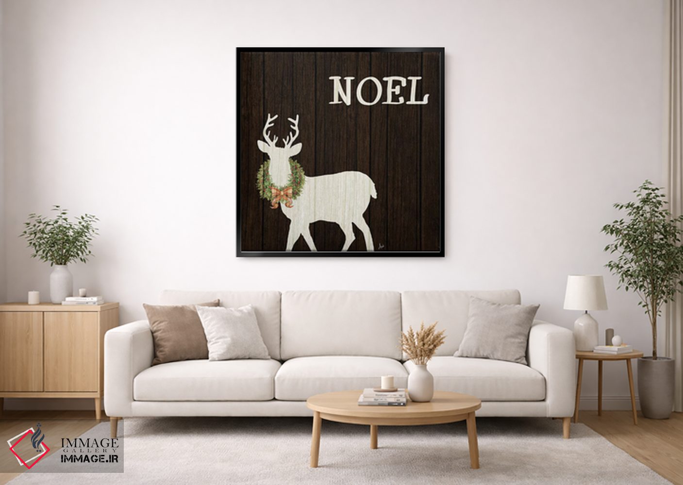 تابلو دکوراتیو گوزن چوبی با تاج گل ۱ اثر اندی متز - D1B