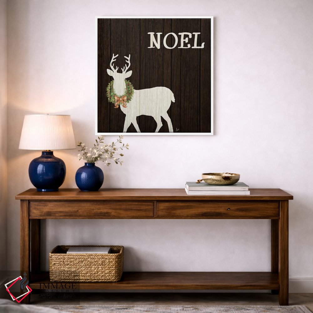 تابلو دکوراتیو گوزن چوبی با تاج گل ۱ اثر اندی متز - D2W