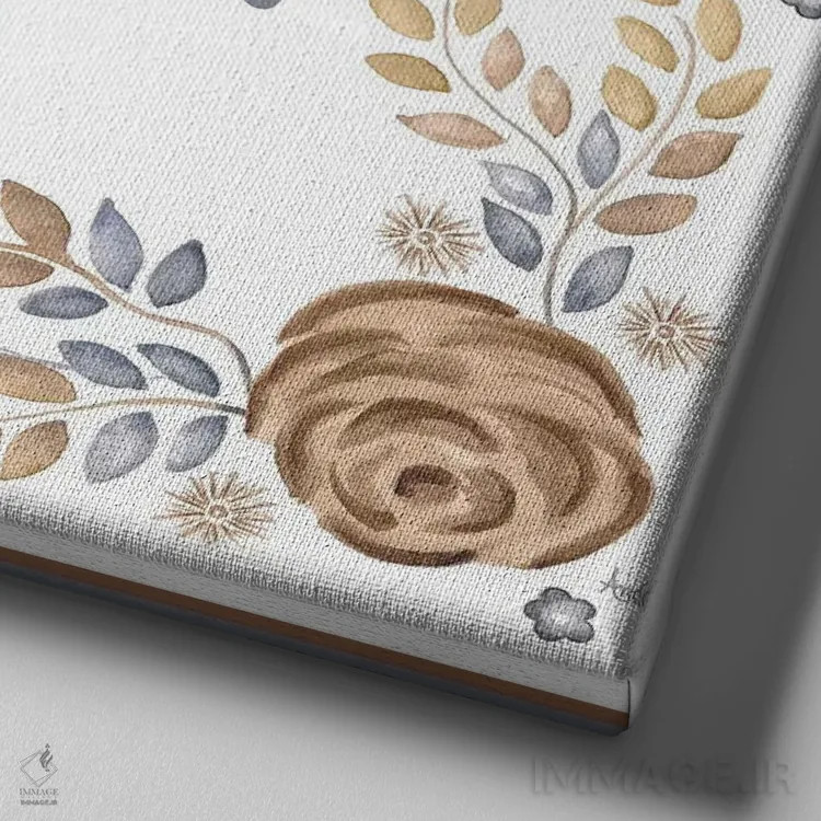 تابلو دکوراتیو الهام برگ های قهوه ای ۱ اثر اندی متز - نمای نزدیک بافت بوم