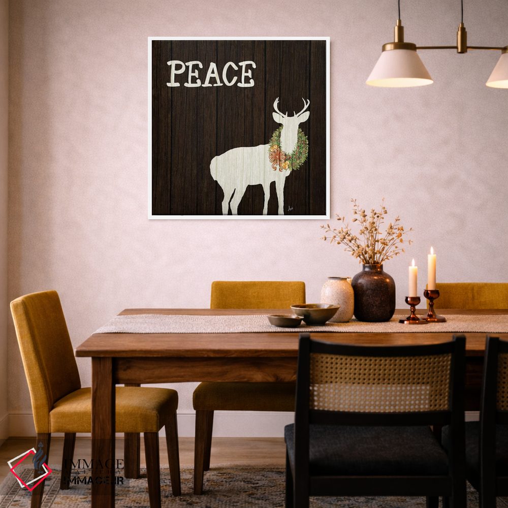 تابلو دکوراتیو گوزن چوبی با تاج گل ۲ اثر اندی متز - D5W