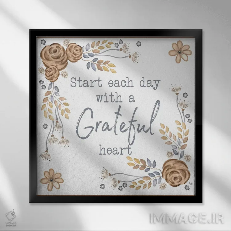 تابلو دکوراتیو الهام برگ های قهوه ای ۱ اثر اندی متز - نمای قابدار مشکی