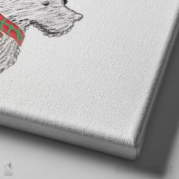 تابلو دکوراتیو بسته تعطیلات سگ ها ۲ اثر اندی متز - نمای نزدیک بافت بوم