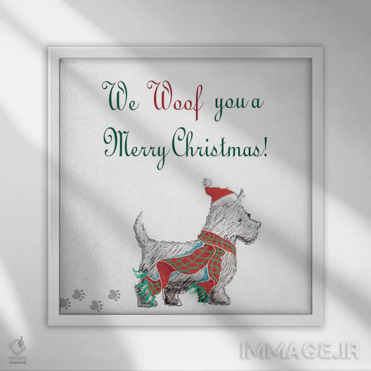 تابلو دکوراتیو بسته تعطیلات سگ ها ۲ اثر اندی متز - نمای قابدار سفید