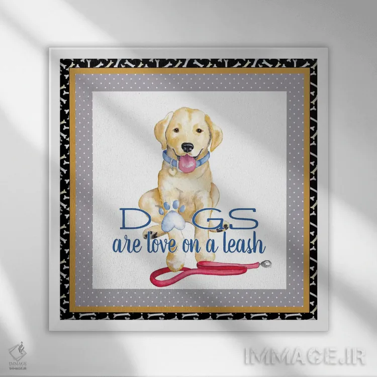 تابلو دکوراتیو زندگی یک سگ ۱ اثر اندی متز - نمای قابدار سفید