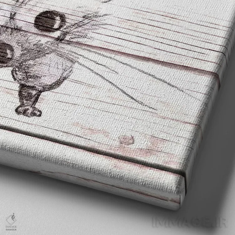 تابلو دکوراتیو عشق جوجه تیغی اثر اندی متز - نمای نزدیک بافت بوم