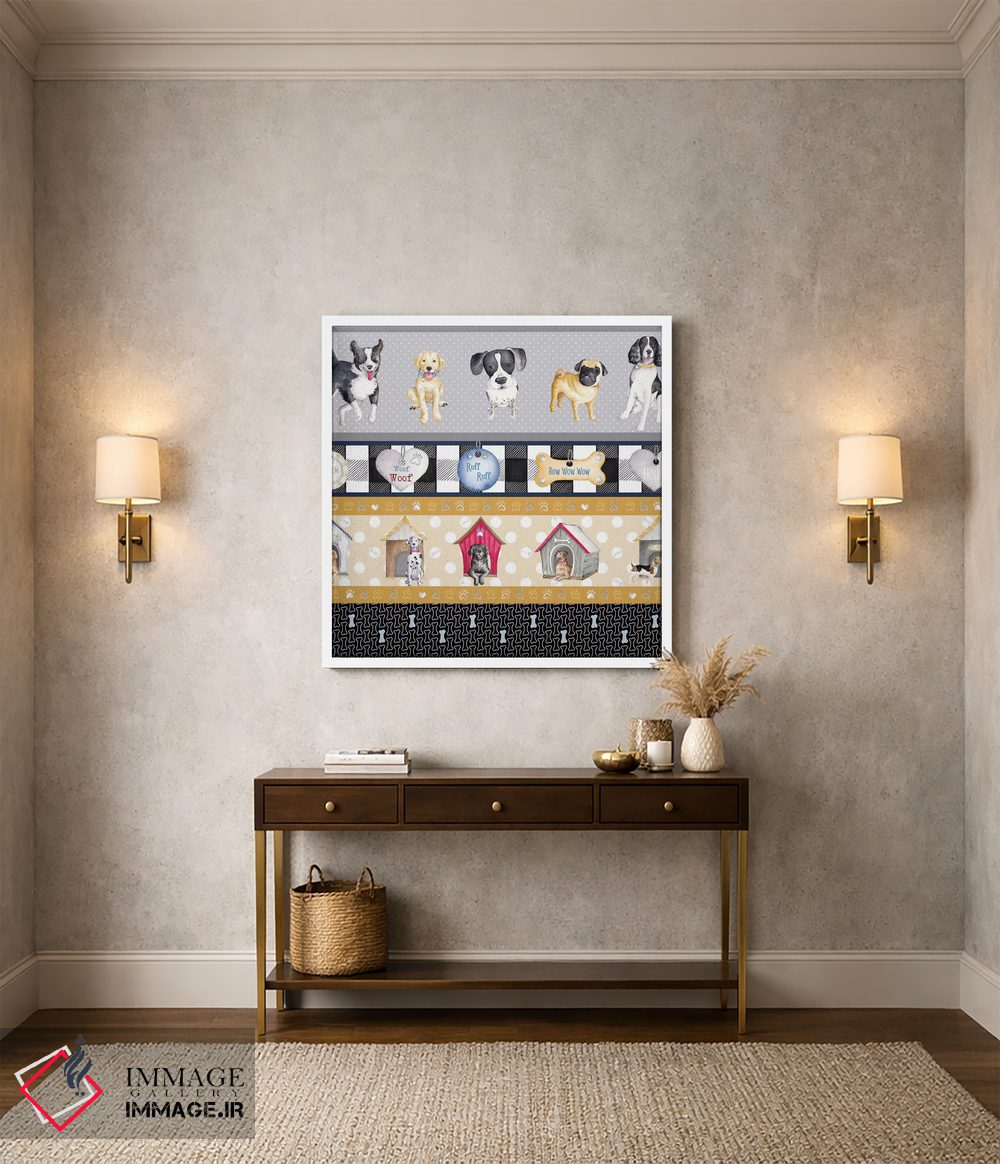 تابلو دکوراتیو زندگی یک سگ روی پنل چهارخانه اثر اندی متز - D2W
