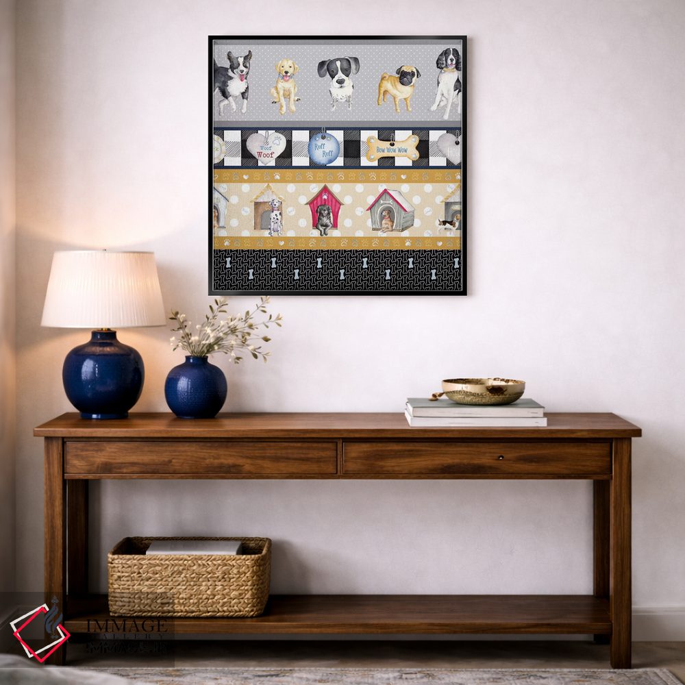 تابلو دکوراتیو زندگی یک سگ روی پنل چهارخانه اثر اندی متز - D3B
