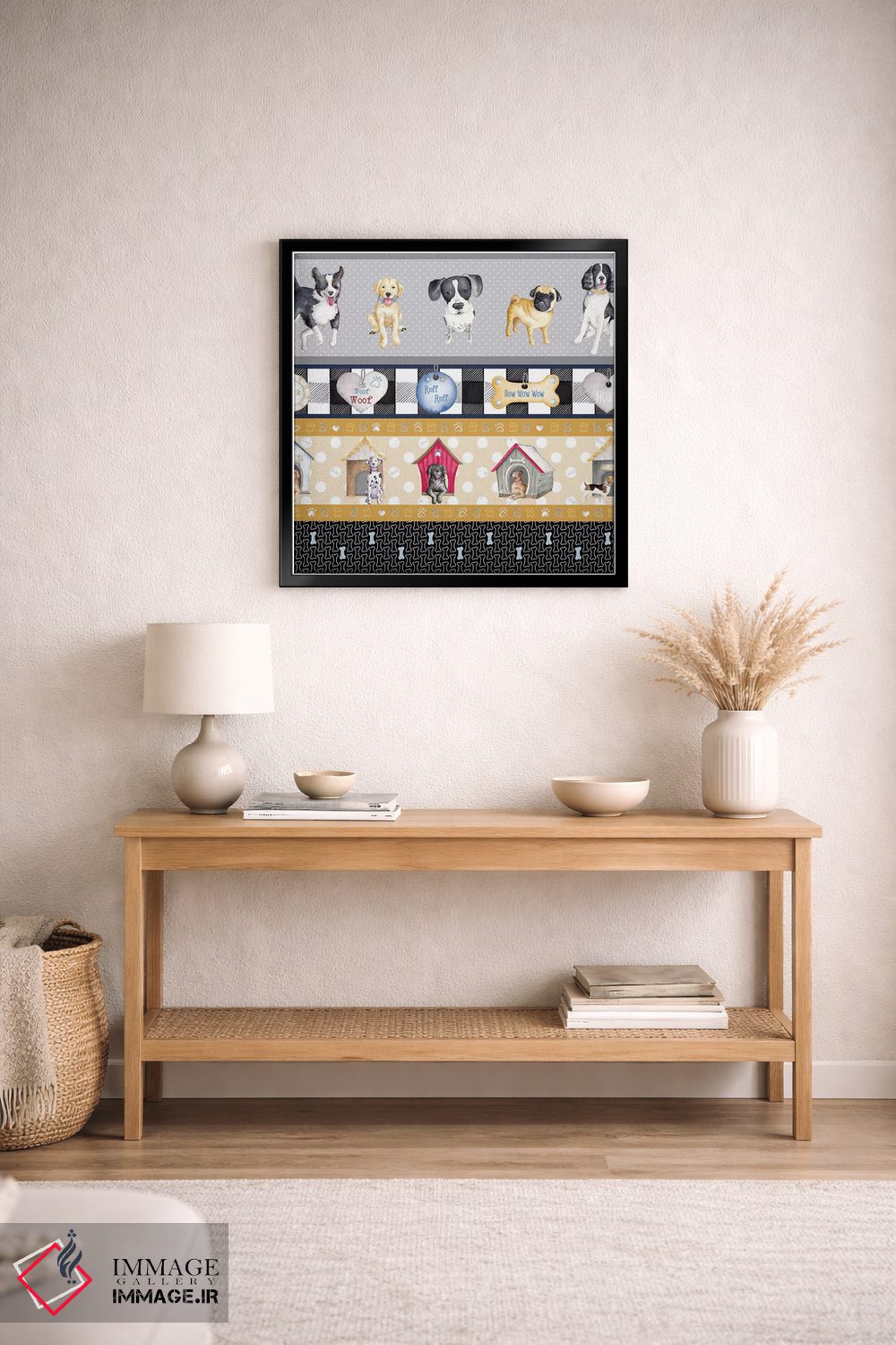 تابلو دکوراتیو زندگی یک سگ روی پنل چهارخانه اثر اندی متز - D5B