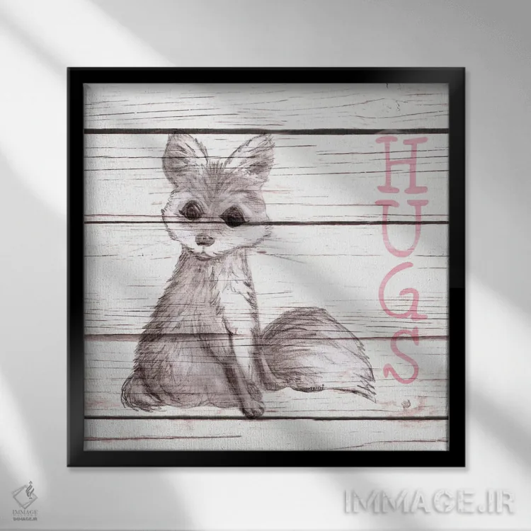 تابلو دکوراتیو بغل های روباه اثر اندی متز - نمای قابدار مشکی