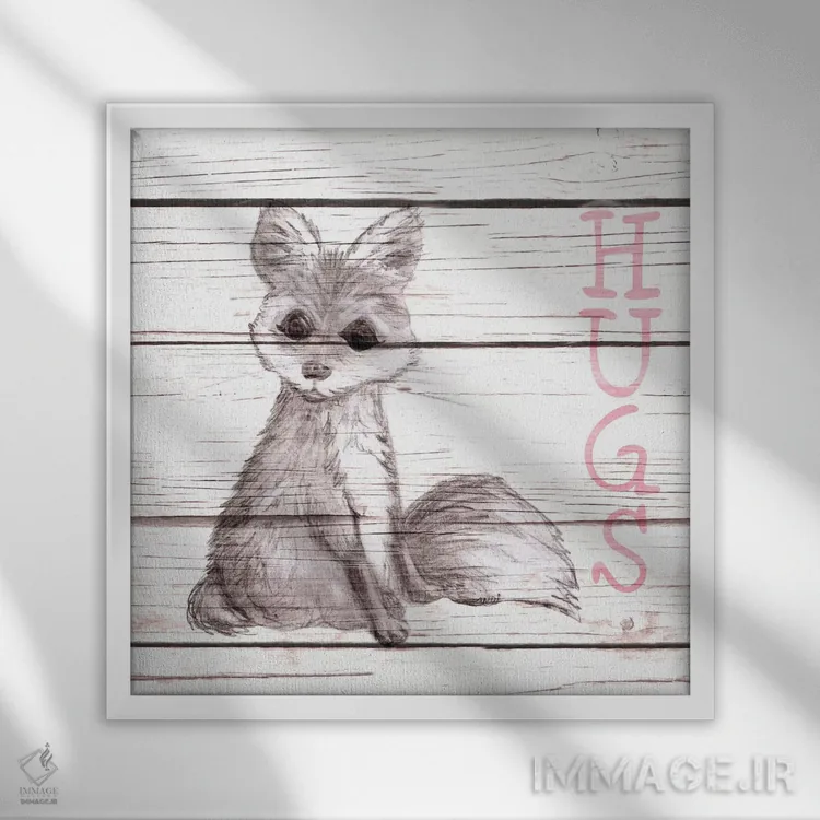 تابلو دکوراتیو بغل های روباه اثر اندی متز - نمای قابدار سفید