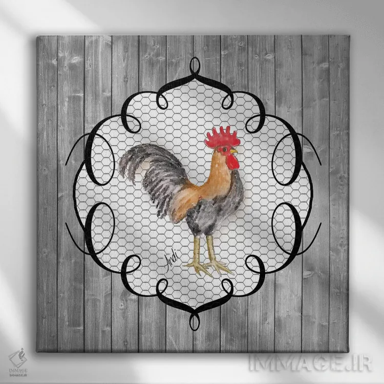 تابلو مدرن خروس روی لانه ۱ اثر اندی متز - نمای روبهرو روی دیوار