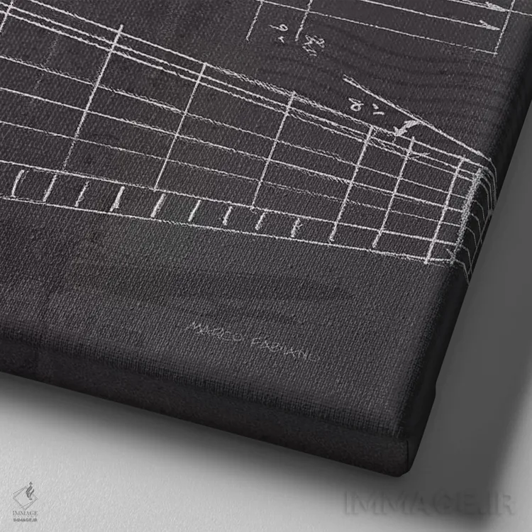 تابلو دکوراتیو نقشه فنی هواپیما ۲ اثر مارکو فابیانو - نمای نزدیک بافت بوم