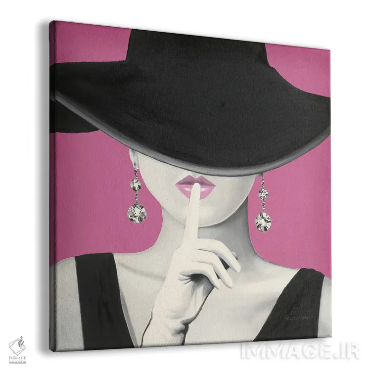 تابلو دکوراتیو کلاه شیک ۱ - صورتی اثر مارکو فابیانو - نمای پرسپکتیو محصول