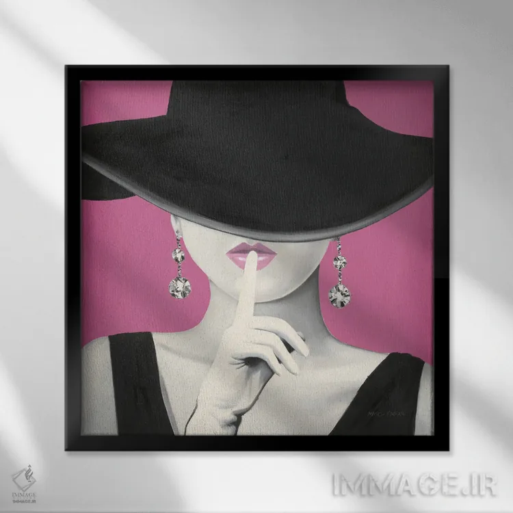 تابلو دکوراتیو کلاه شیک ۱ - صورتی اثر مارکو فابیانو - نمای قابدار مشکی