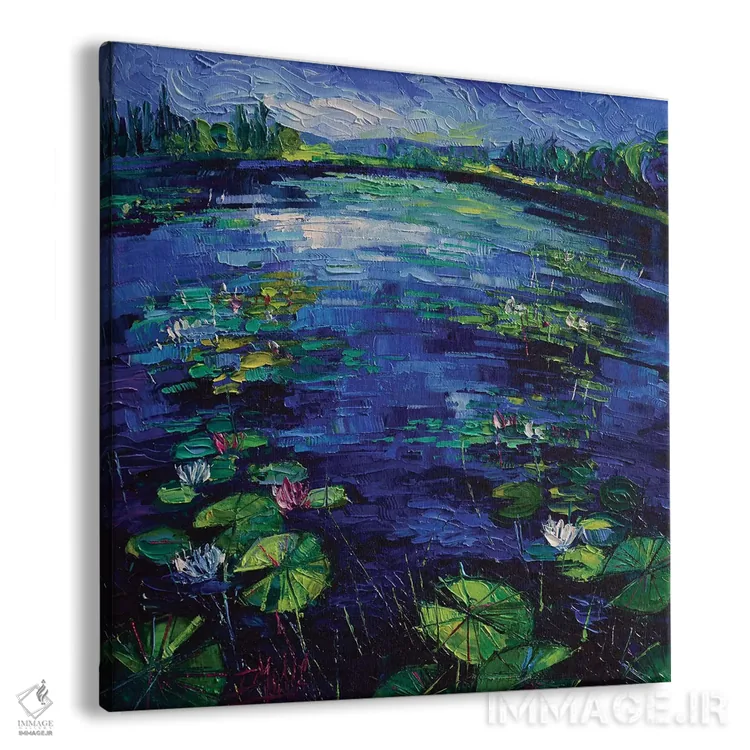 تابلو دکوراتیو جادوی نیلوفرهای آبی اثر مونا ادولسکو - نمای پرسپکتیو محصول