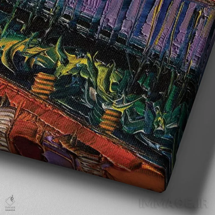 تابلو دکوراتیو تابستانی در لیون اثر مونا ادولسکو - نمای نزدیک بافت بوم