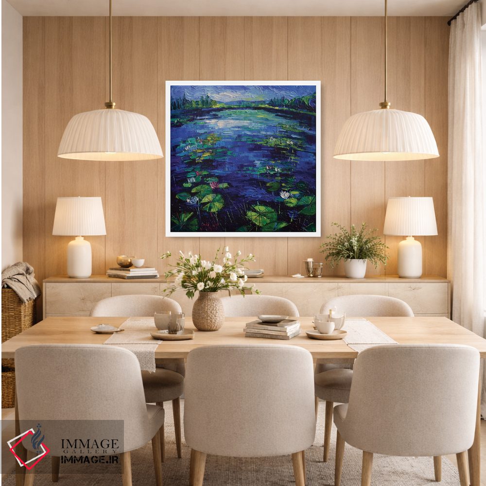 تابلو دکوراتیو جادوی نیلوفرهای آبی اثر مونا ادولسکو - D4W