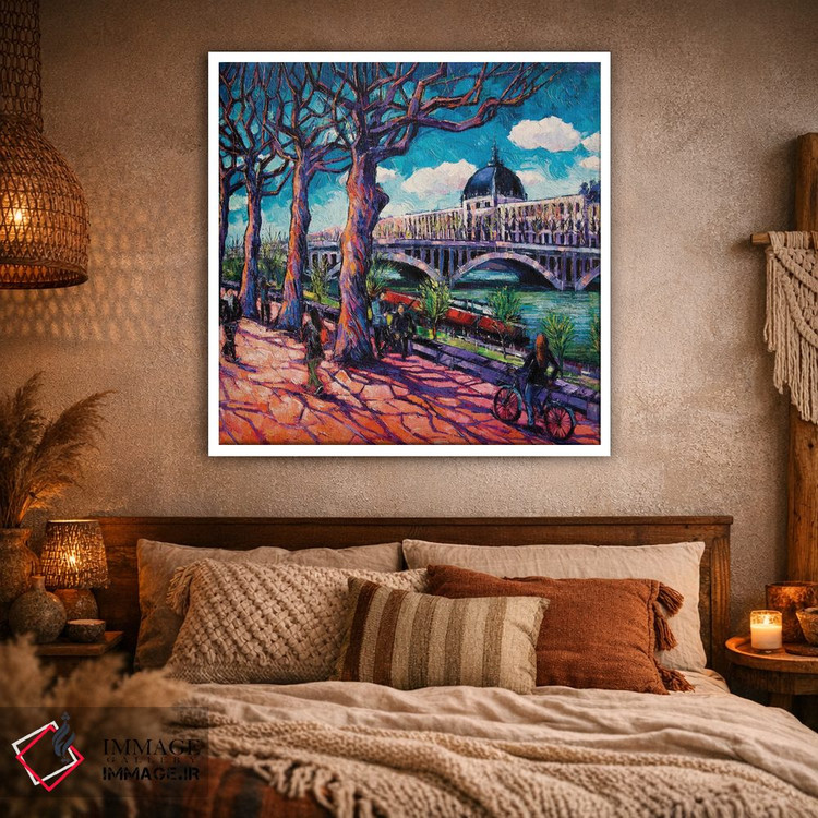 تابلو دکوراتیو پیاده روی در کنار رون اثر مونا ادولسکو - D1W