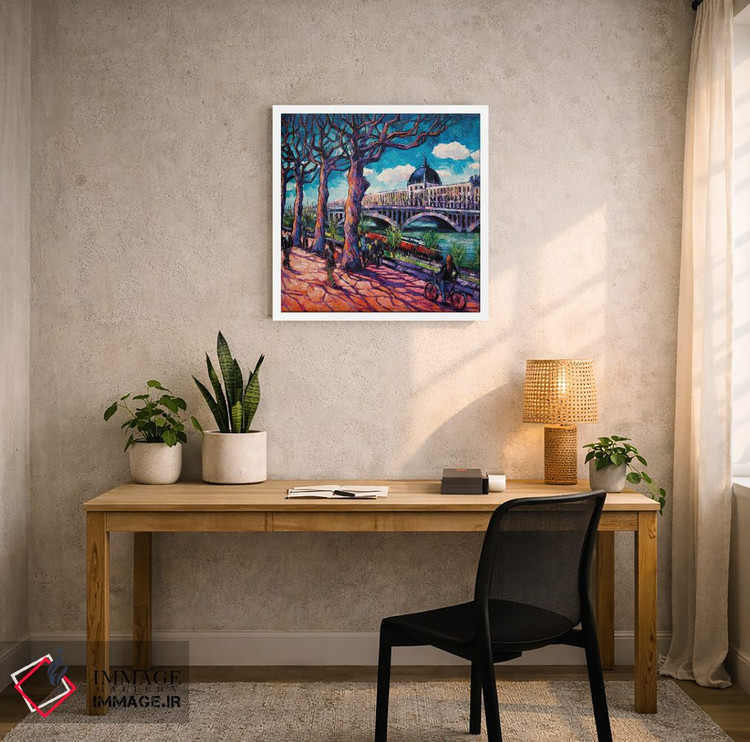 تابلو دکوراتیو پیاده روی در کنار رون اثر مونا ادولسکو - D5W