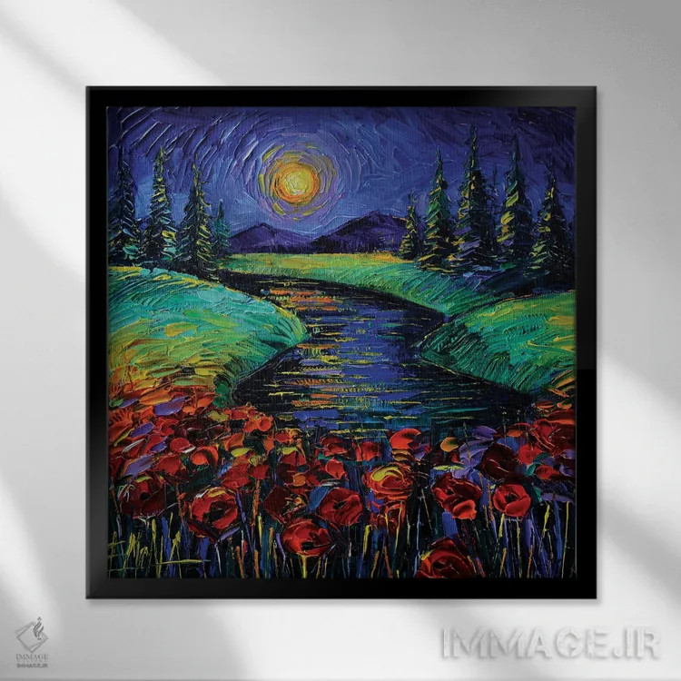 تابلو دکوراتیو شب جادویی اثر مونا ادولسکو - نمای قابدار مشکی