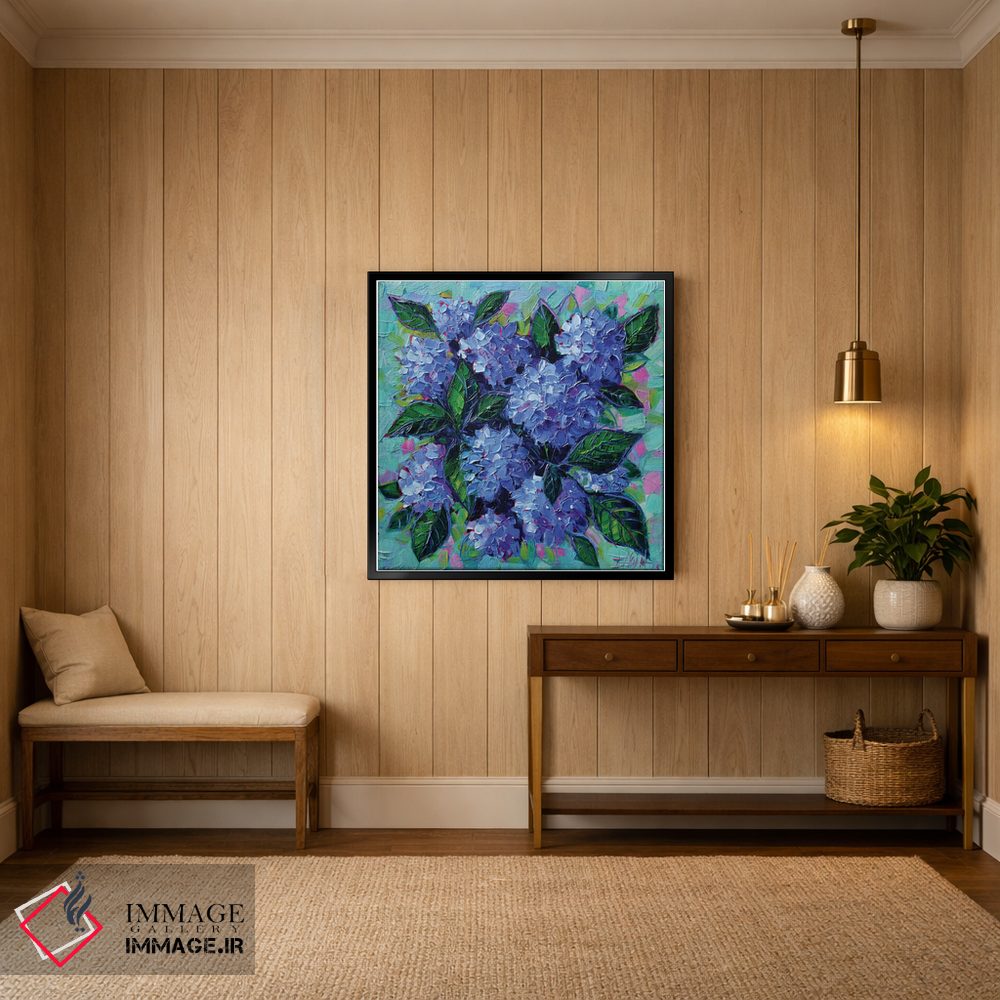 تابلو انتزاعی هورتانسیاهای آبی اثر مونا ادولسکو - D2B