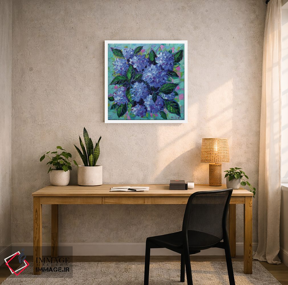 تابلو انتزاعی هورتانسیاهای آبی اثر مونا ادولسکو - D3W