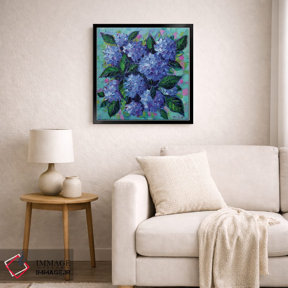 تابلو انتزاعی هورتانسیاهای آبی اثر مونا ادولسکو - D6B