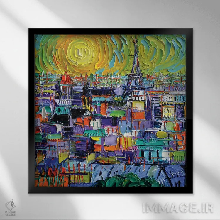 تابلو دکوراتیو نمای پاریس از برج های نوتردام اثر مونا ادولسکو - نمای قابدار مشکی