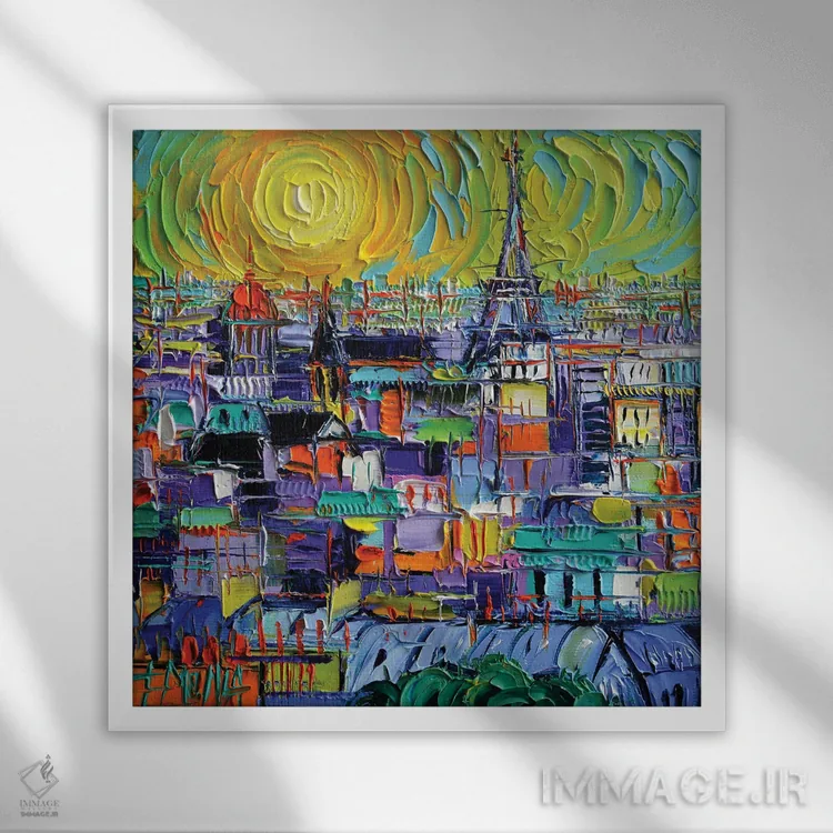تابلو دکوراتیو نمای پاریس از برج های نوتردام اثر مونا ادولسکو - نمای قابدار سفید