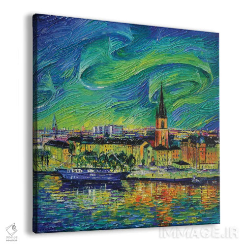 تابلو دکوراتیو شفق قطبی بر فراز استکهلم اثر مونا ادولسکو - نمای پرسپکتیو محصول