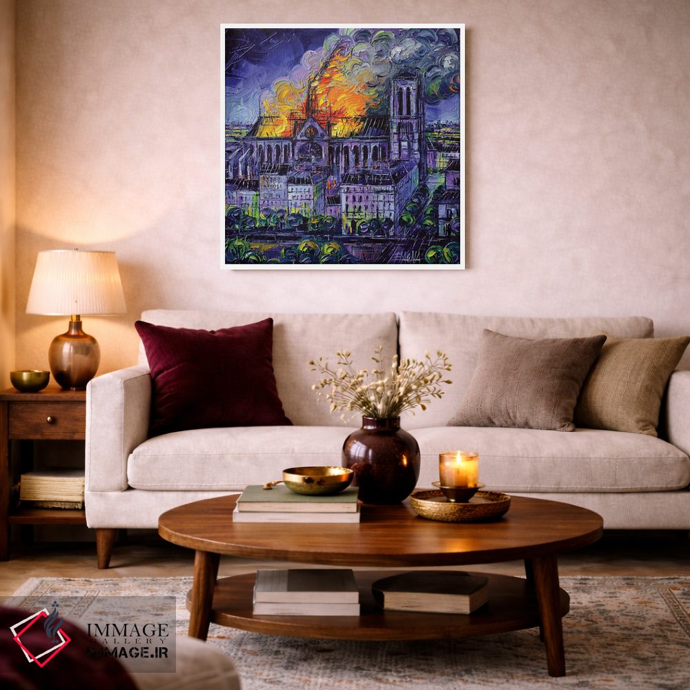 تابلو دکوراتیو آتش سوزی نوتردام پاریس اثر مونا ادولسکو - D2W