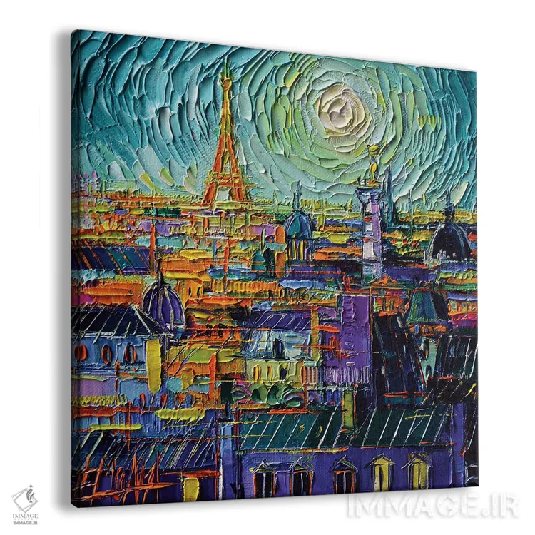 تابلو دکوراتیو پشت بام های رنگارنگ پاریس اثر مونا ادولسکو - نمای پرسپکتیو محصول