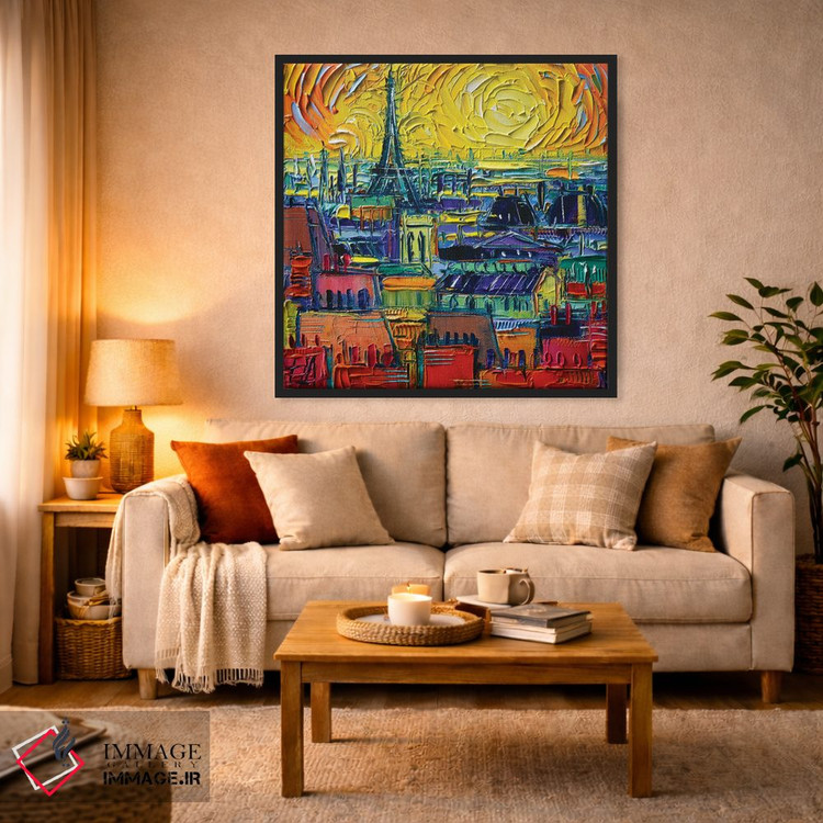 تابلو دکوراتیو نمای پشت بام های پاریس از پمپیدو اثر مونا ادولسکو - D3B